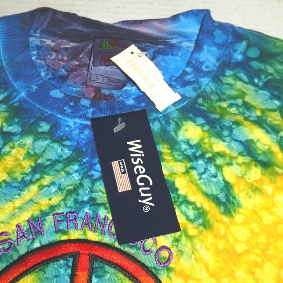 VTG Fruit of the Loom Tie Dye Peace Rainbow San Francisco T-Shirt Size: Large - Picture 6 of 7